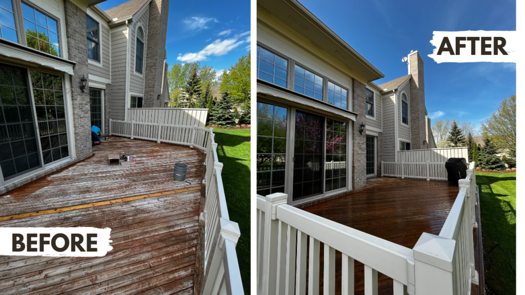 before and after deck staining services